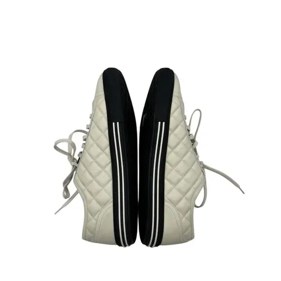CHANEL Caviar Quilted CC Sneakers in Dark White – Size 40